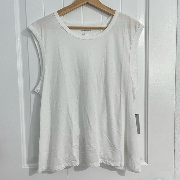 NWT Anthropologie White Open-Back Muscle Tank - Picture 1 of 5
